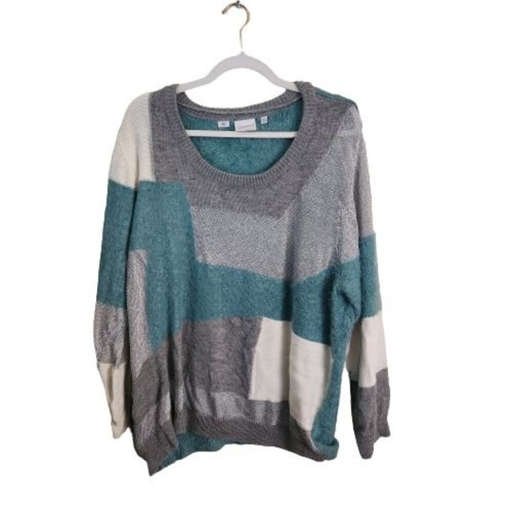 Junarose Mixed Media Unique Metalic Mesh Sweater Size XL